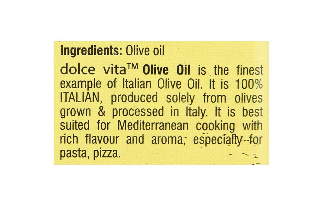 Dolce Vita Olive Oil    Glass Bottle  1 litre